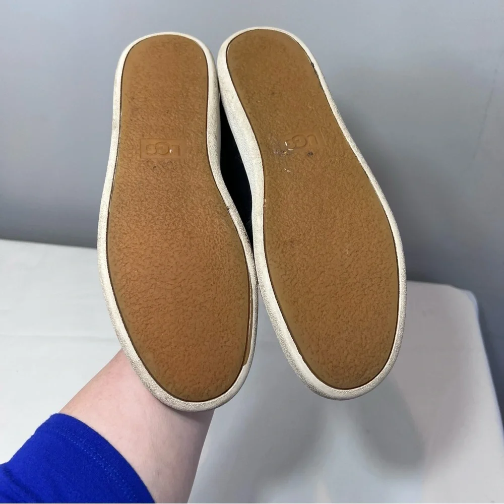 UGG Cas Slip-On Sneakers, which feature a black leather upper metallic heel 9